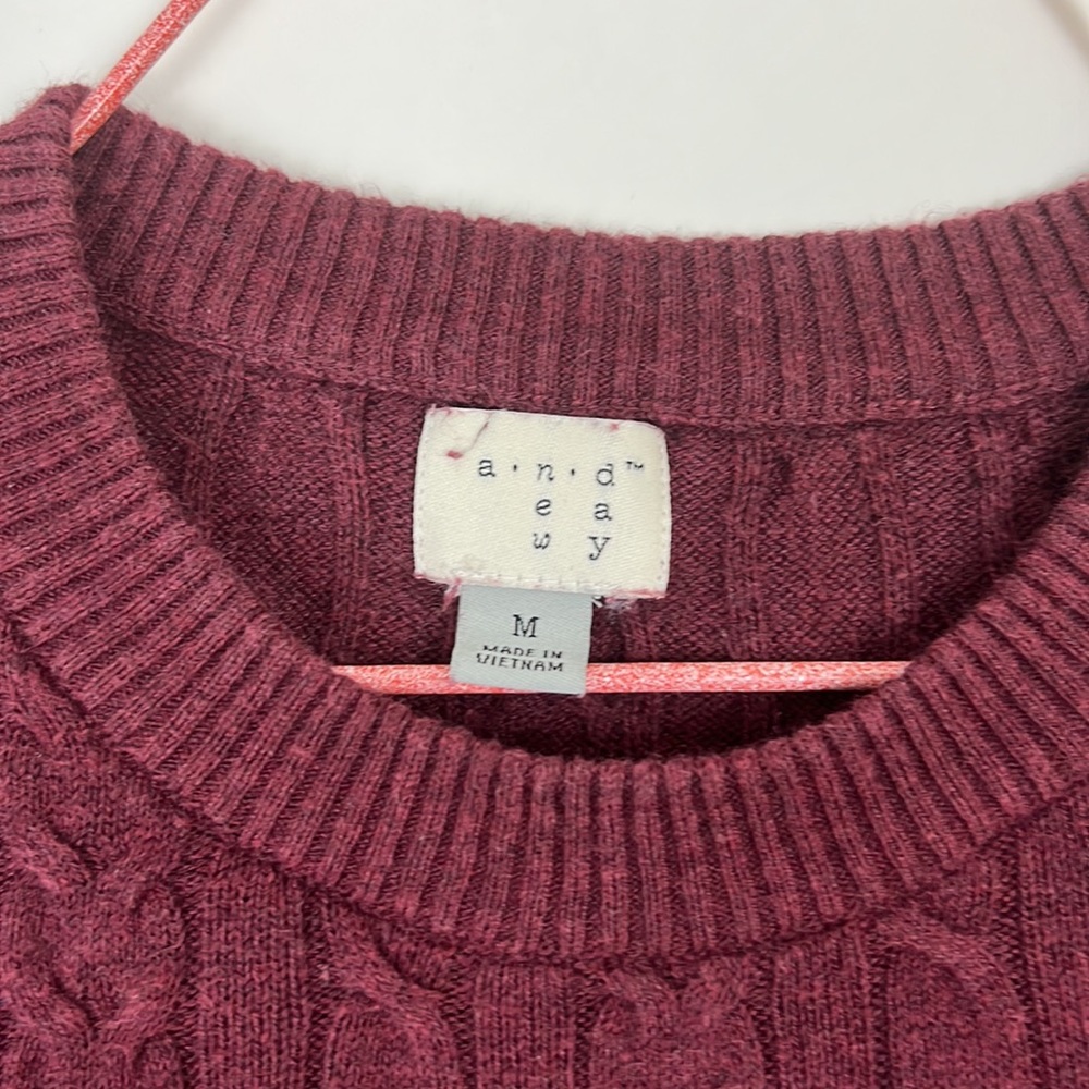 A NEW DAY long sleeve soft crew neck burgundy sweater M - Picture 3 of 9